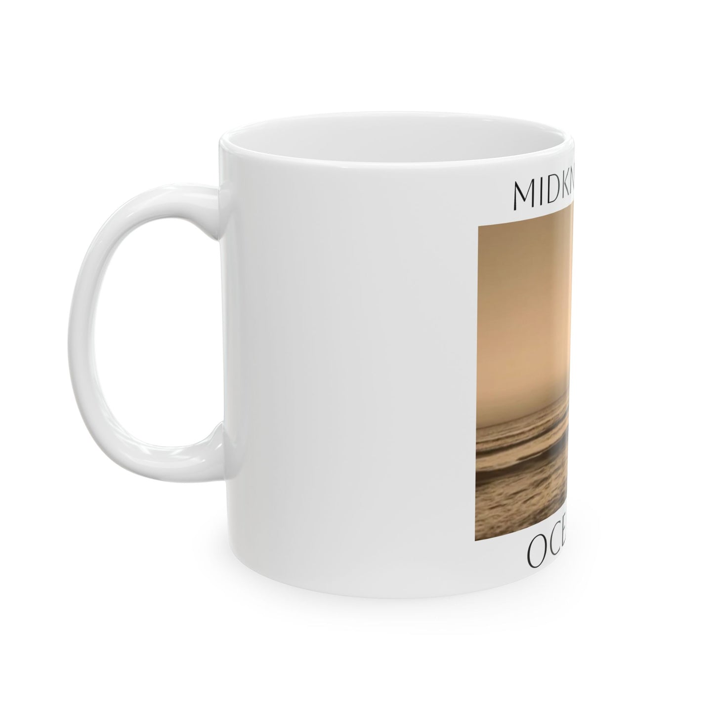 Oceanside- White Ceramic Mug, (11oz, 15oz)