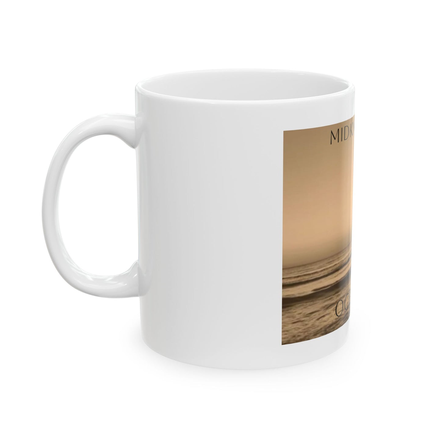 Oceanside (Letters Inside Of Frame) White Ceramic Mug, (11oz, 15oz)