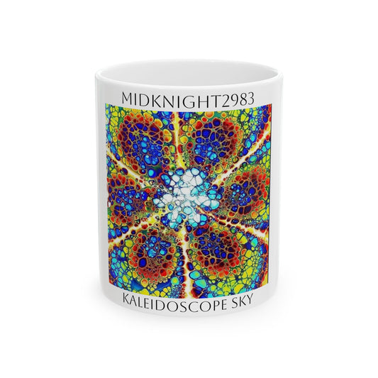 Kaleidoscope Sky- White Ceramic Mug, (11oz, 15oz)