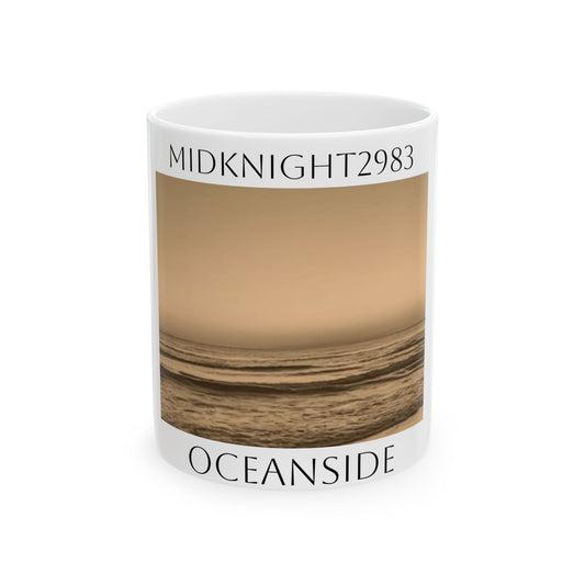 Oceanside- White Ceramic Mug, (11oz, 15oz)